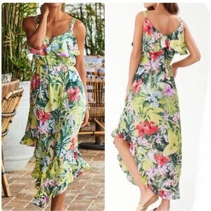 Tommy Bahama Pink and Green Asymmetrical Sundress